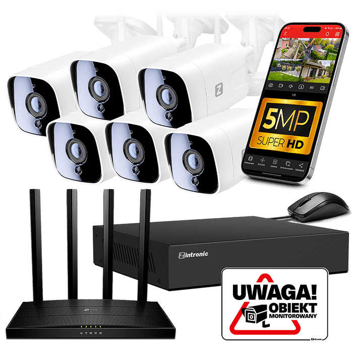5MP IP Surveillance Kit – 6× A5 WiFi Bullet Cameras