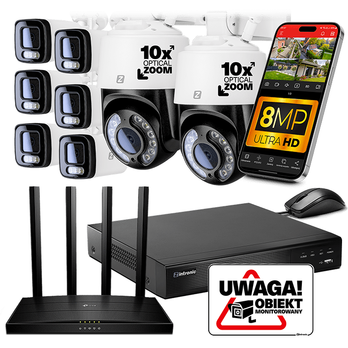 IP Monitoring Kit 5 MP 8 cameras 6xA5 2xP5 White