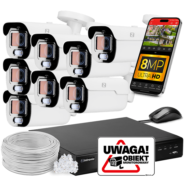 8MP PoE IP Security Camera System - 8 B8 Ultimate DLM Dual Light Cameras