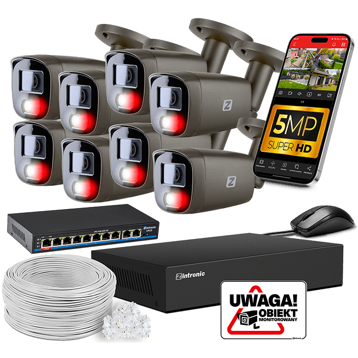 IP POE Monitoring Kit 5MP 8 Cameras 5MP IR40