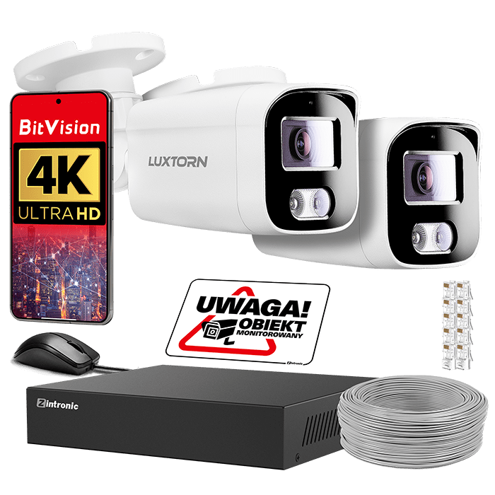 Luxtorn 2x 8MP 4K Ultra HD IP PoE Camera Set 3840x2160