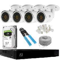 5MP POE IP Monitoring Kit 4 5MP IR30 Cameras