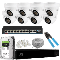 5MP POE IP Monitoring Kit 8 5MP IR20 Cameras