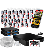 IP POE CCTV Camera System B5: 32x 5MP Cameras Audio, Dual Light