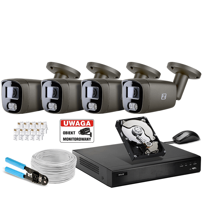 Surveillance Kit IP POE 8MP 4 Cameras B8 PRO DARK