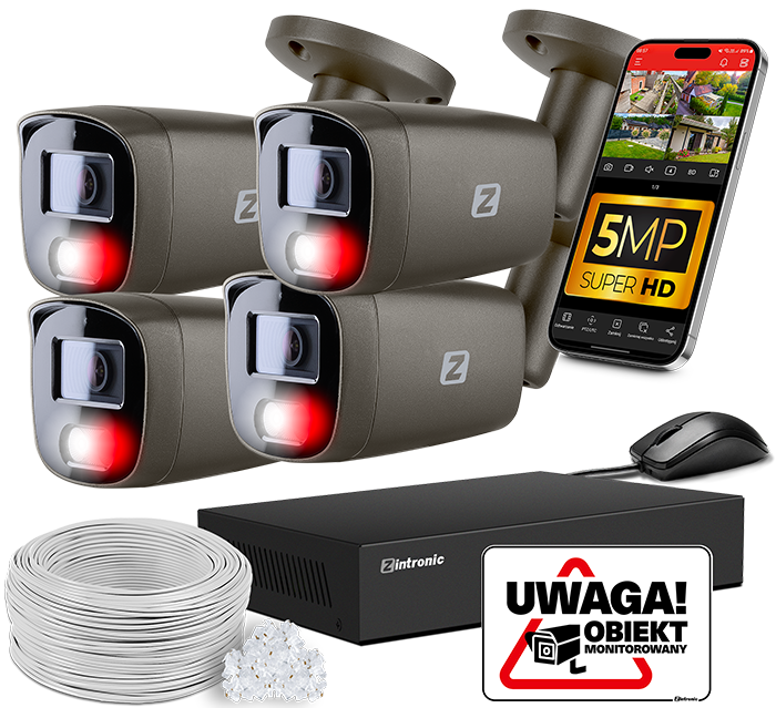 IP POE Monitoring Kit 8MP 4 Cameras 8MP IR40