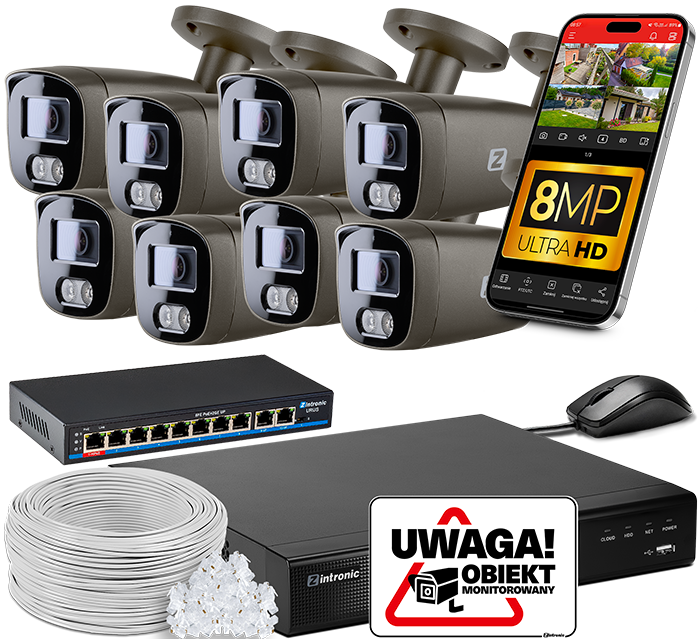  8 kamer tubowych Zintronic B8 Pro Dark POE IKTP830V1-B
